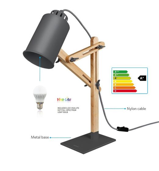 Lámpara escritorio con bombilla LED E27 12W Viva-Lite