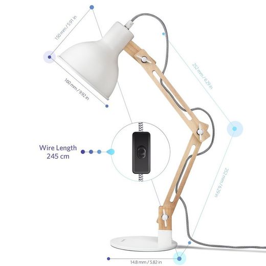 Lámpara escritorio con bombilla LED E27 12W Viva-Lite Full Spectrum