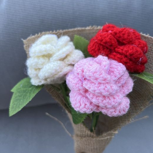 Ramo de 3 rosas de Crochet