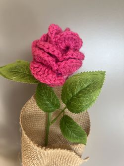 Rosa de Crochet Fúcsia