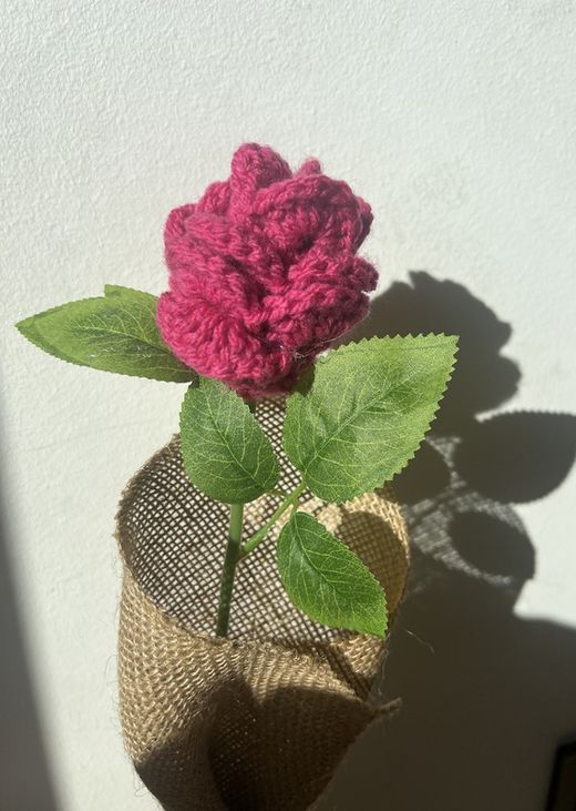 Rosa de Crochet Fúcsia