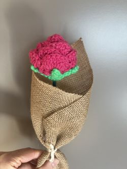 Rosa de Crochet Fúcsia