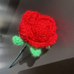 Rosa de Crochet Roja