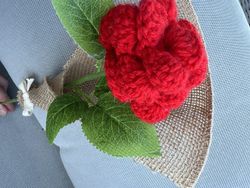 Rosa de Crochet Roja