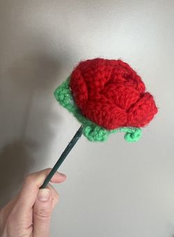 Rosa de Crochet Roja
